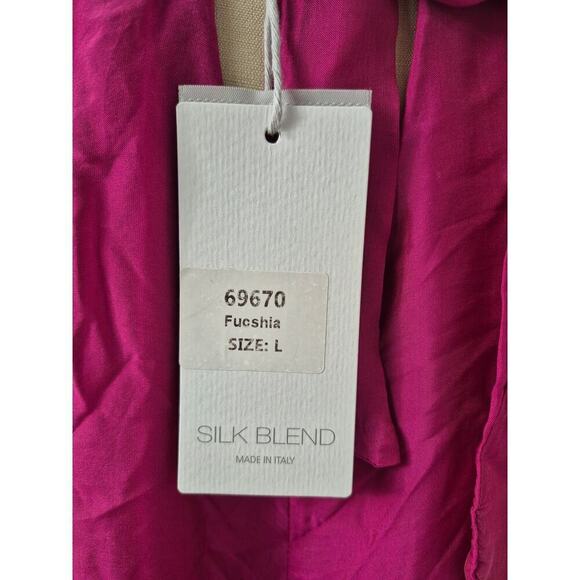 Angela Moda NWT Italian Silk Blend Halter Neck Maxi Dress Fuchsia Pink L - Picture 4 of 8